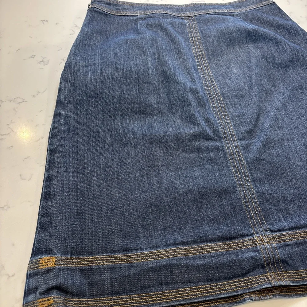 Boden A-Line Knee Length Side Zippered Denim Skirt Pockets Boho Peasant Size 8 - Picture 6 of 8